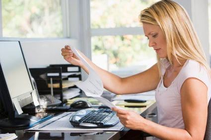 Working in a home office Working in a home office
